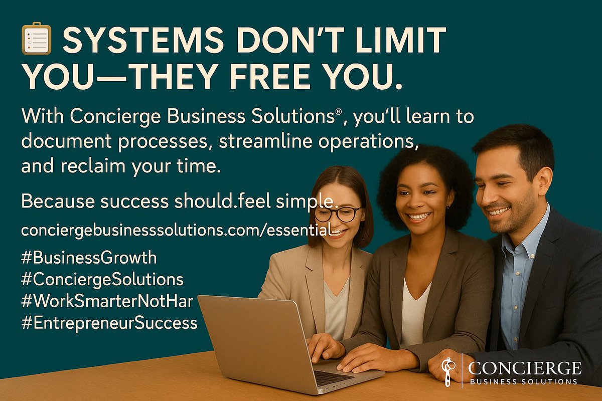 CBS_lspoor's tweet image. 📋 Systems don’t limit you—they free you.
With Concierge Business Solutions®, you’ll learn to document processes, streamline operations, and reclaim your time.

Because success should feel simple. 💡

🔗 conciergebusinesssolutions.com/essential-elem…

#BusinessGrowth #ConciergeSolutions #WorkSmarter