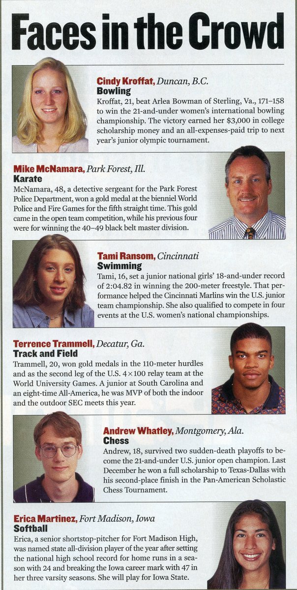 I always thought it was cool when Cyclones appeared in Sports Illustrated's Faces In The Crowd. 2025 ISU Hall of Fame inductee Erica Martinez made it in 2000. 
#FlashbackFriday #CyclONEnation