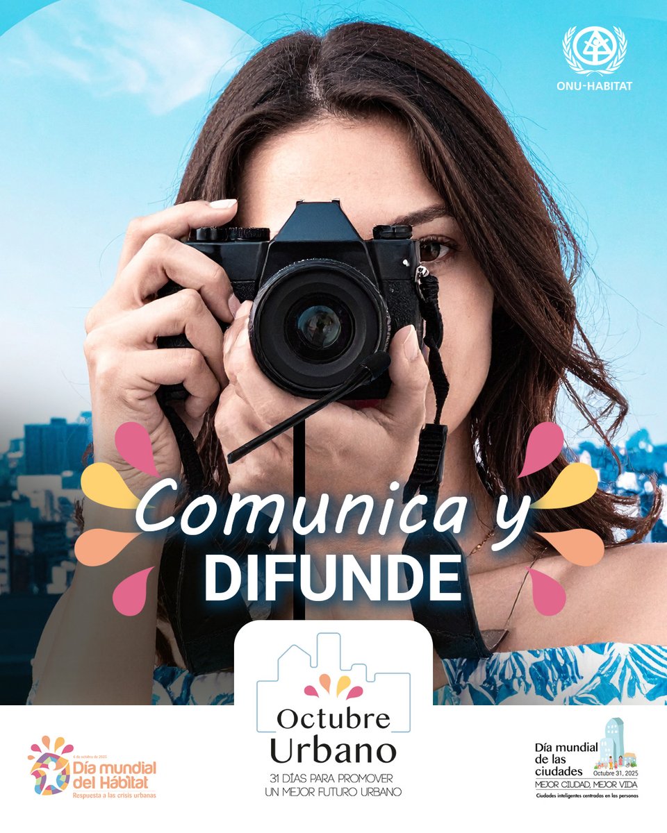 Este #OctubreUrbano es momento de amplificar la conversación en medios, redes y espacios digitales. ¡Así lograremos mayor conciencia e interés por transformar nuestras ciudades! #DíaMundialdelHábitat #DíaMundialdelasCiudades ✅ Conoce más en link.onu-habitat.org/octubre-urbano…