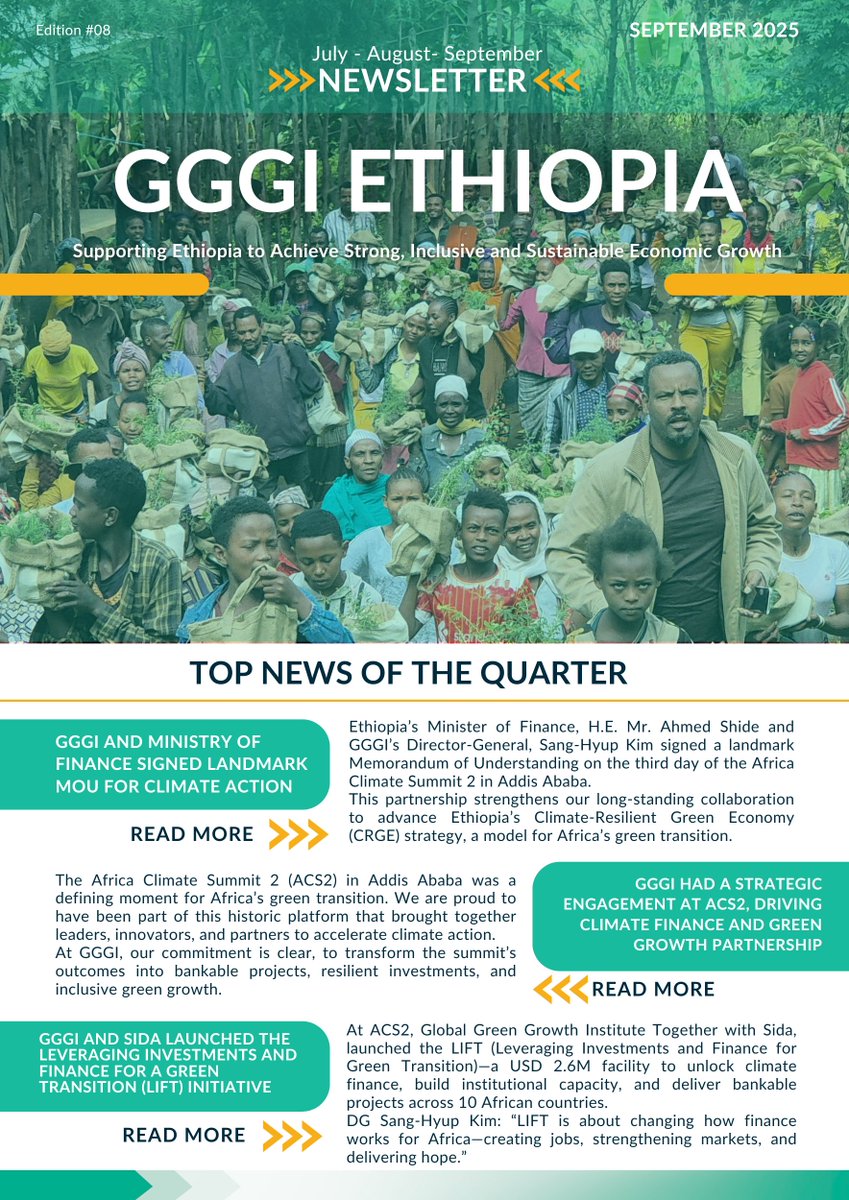 Quarter III 2025 Highlights are here! ∣ #GGGI #Ethiopia Newsletter

We're excited to share the latest edition of the GGGI Ethiopia Quarterly Newsletter, covering our key achievements from July, August, &amp; Sept. 2025.

👉 Read the full newsletter here: mailchi.mp/gggi.org/gggi-…