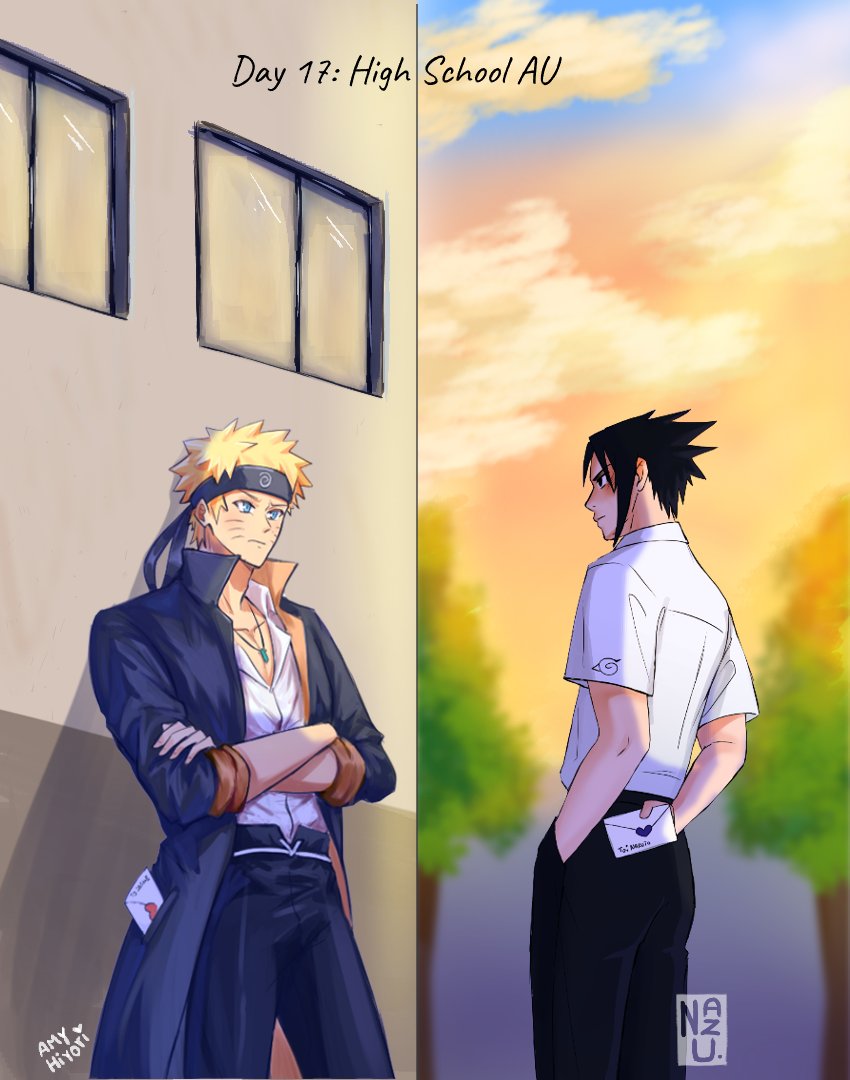 DAY 17: High School AU📝💌💌
✨Otra gran colab con <a href="/AmyHiyori/">Amy Hiyori</a>  #snsmonth2025 ✨
"Siempre se citan después de clases para discutir, pero esta vez creo que sera diferente... " 🤭🔥🫶
#narutoxsasuke