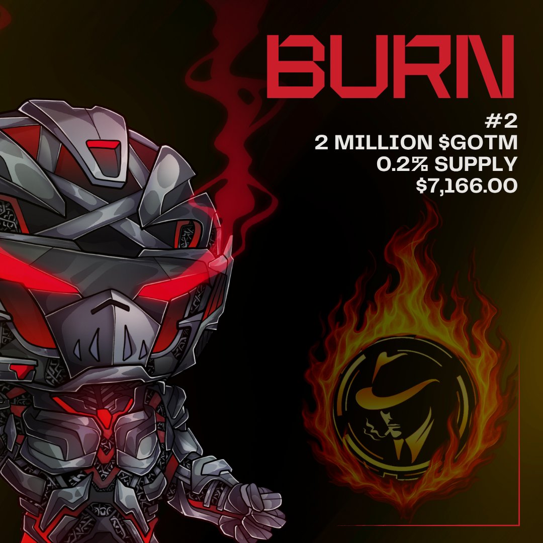 GAINZNFTs's tweet image. 2 Million $GOTM burned, 5% of all $GOTM staked is accumulated for burning