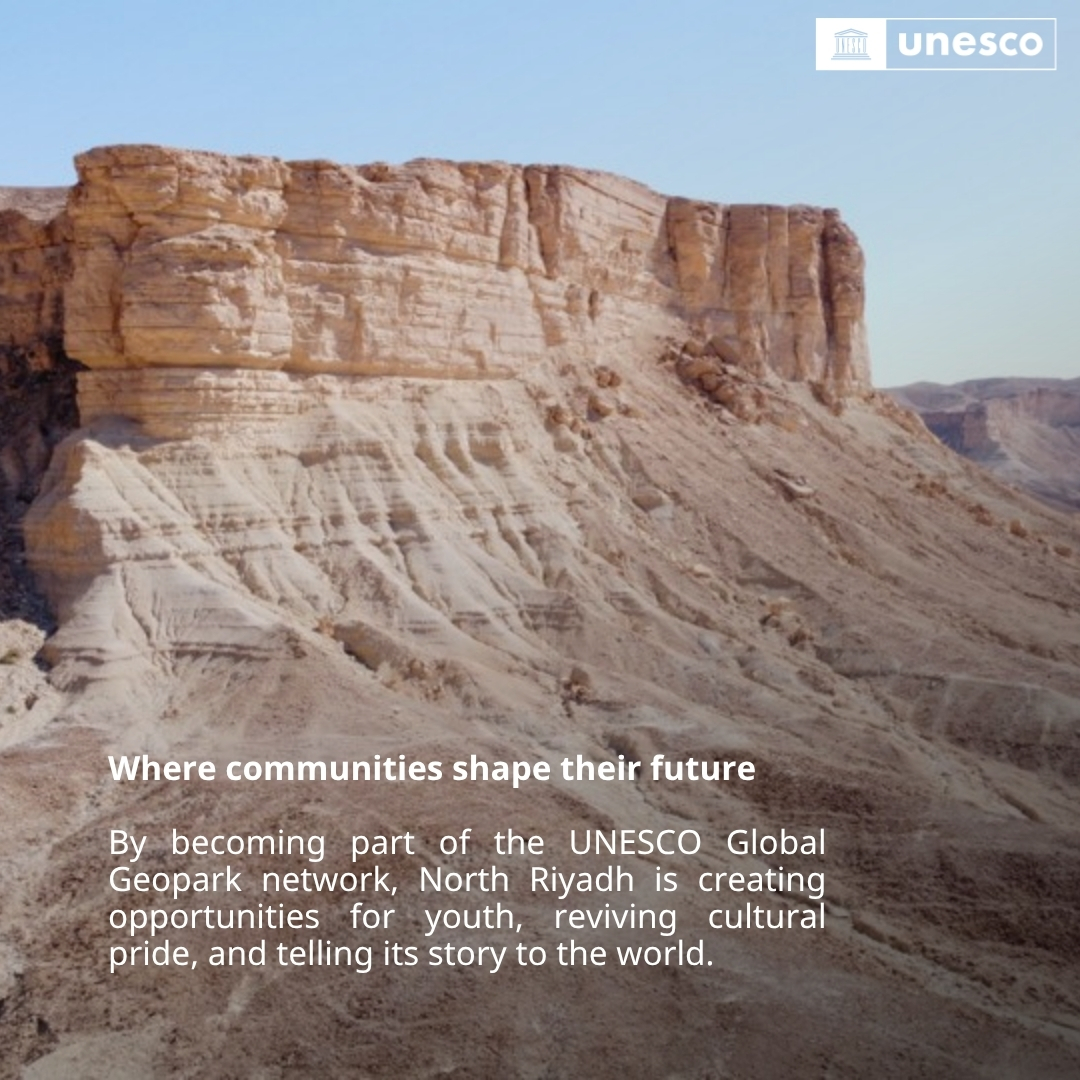 UNESCO's tweet photo. Today is #GeodiversityDay!

Did you know that in the North Riyadh Geopark in Saudi Arabia, the desert's geology is helping us prepare and respond to threats such as climate disruption?

Discover how local communities are protecting it: https://t.co/T7E6o3Bj2D