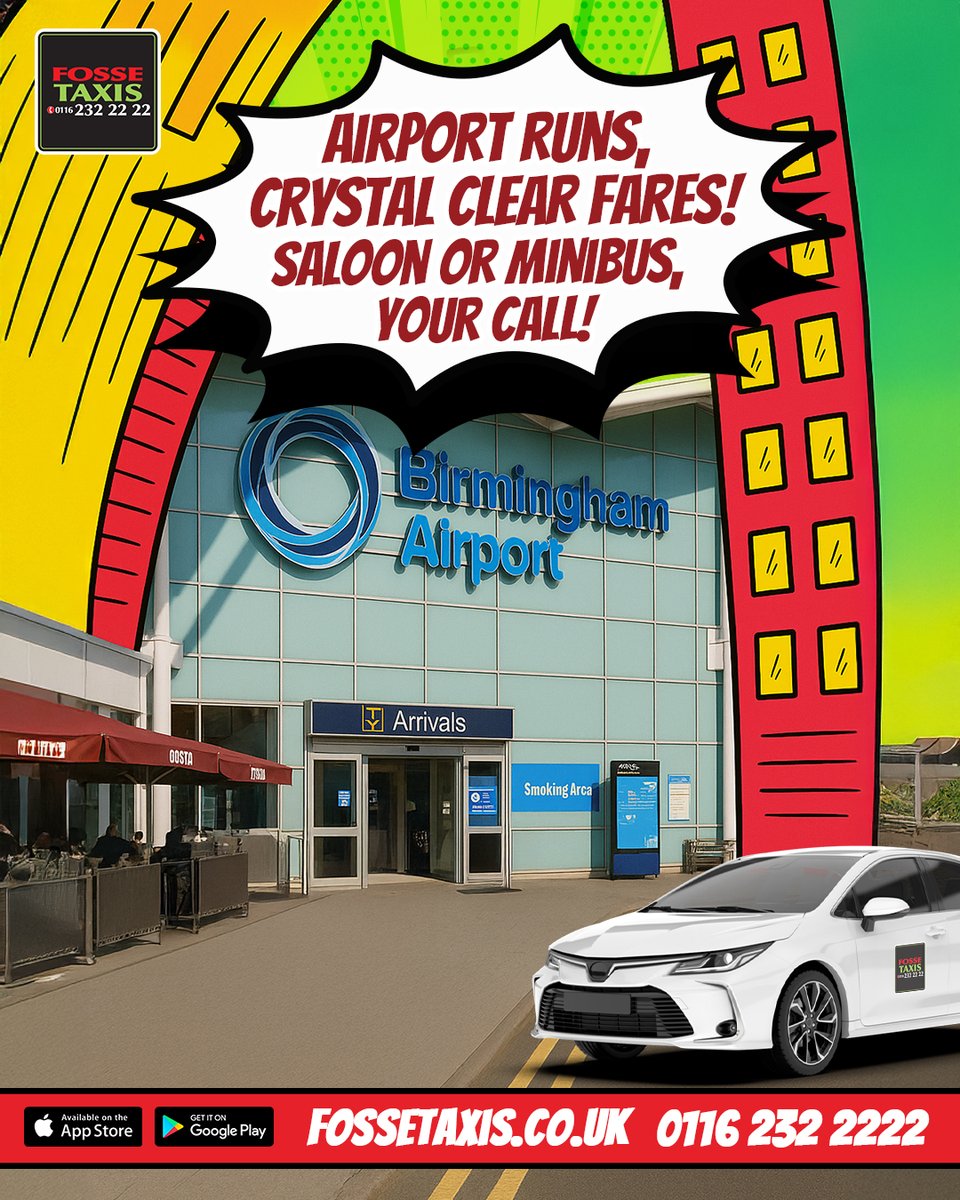 Heading off or flying back? ✈️

With Fosse Taxi, what you see is what you pay, no surprises 💷

Saloon or minibus, we’ve got space for it all 🧳
.
.
.
.
.
#FosseTaxis #Leicester #AirportTransfers #TransparentFares #EastMidlands #Heathrow #Manchester #Birmingham #Luton #Stansted