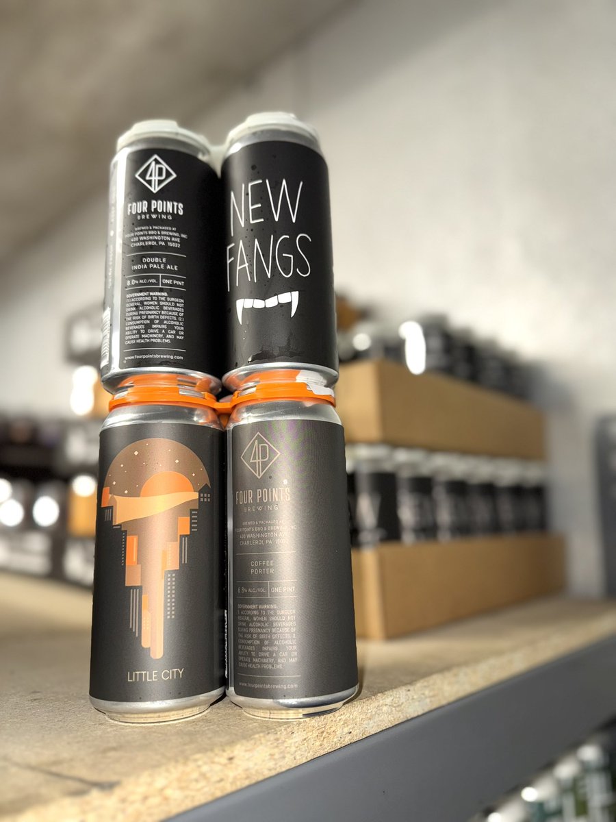 The weekend has finally arrived!! That’s right, it’s #FourPointsFriday at Creekside Beer!🥳

<a href="/Fourpointsbrews/">Four Points Brewing</a> is clearly ready for fall, as this week’s new releases are Little City Coffee Porter and New Fangs DIPA, a spoooooky 8.0% ABV hazy hopped with heaps of Citra &amp; Strata!