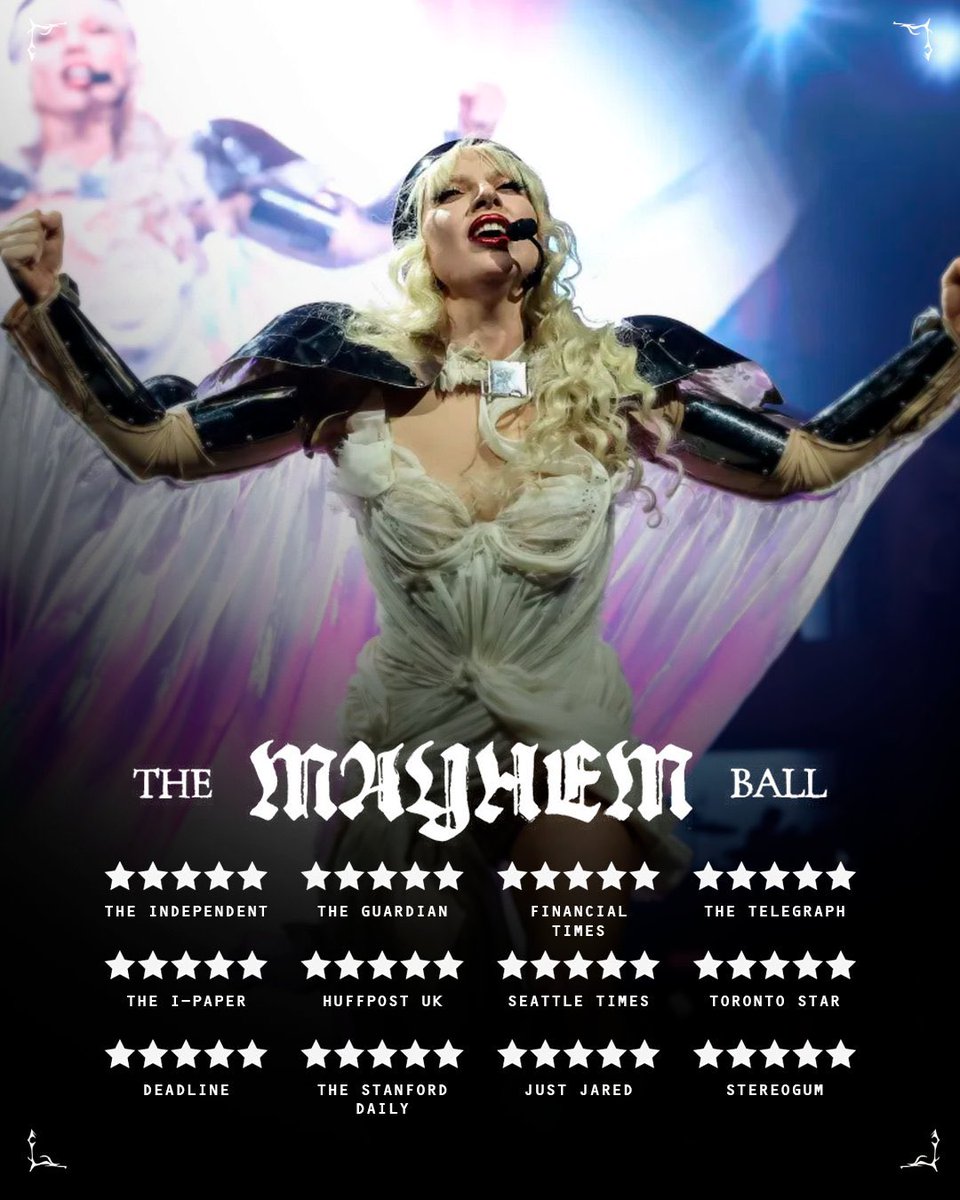 the mayhem ball by lady gaga is the most critically acclaimed tour of the year.