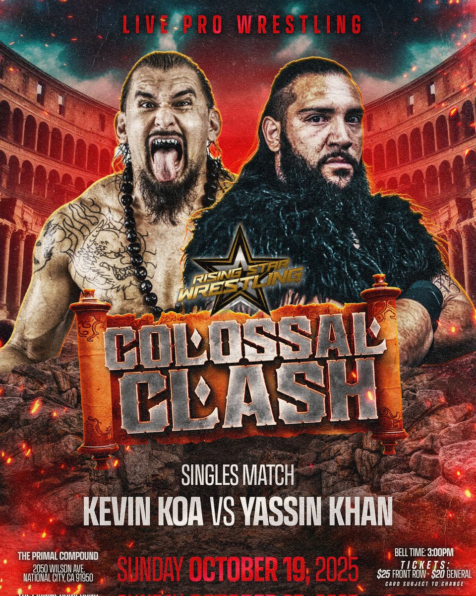 🚨LIVE PRO WRESTLING🚨

In what is sure to be a high impact contest, "The Moroccan Mauler" Yassin Khan takes on the debuting Kevin Koa!
—
events.humanitix.com/colossal-clash/
