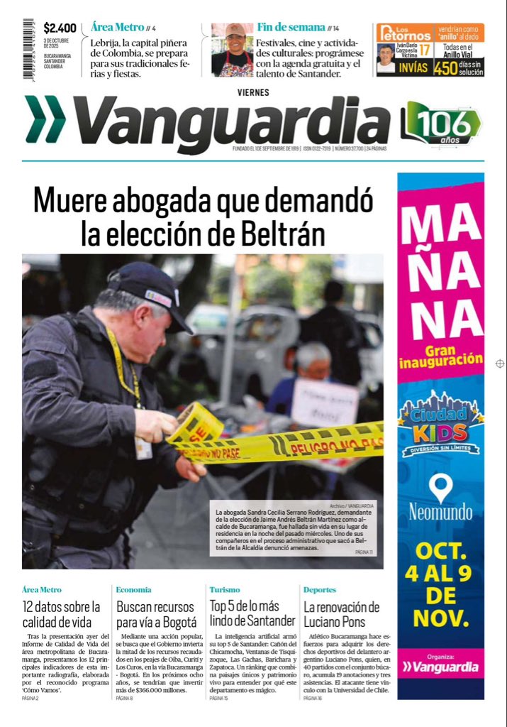 Esta portada recuerda a los casos de Jorge Enrique Pizano y su hijo, quienes consumieron botellas con cianuro y estaban involucrados en el caso Odebrecht o la muerte del Coronel Dávila, vinculado al caso de Laura Sarabia y Marelbys Meza.
Es lamentable la realidad que hoy vive