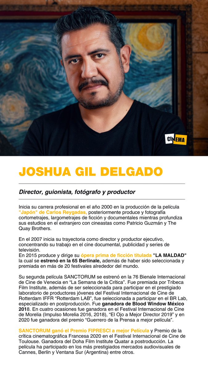 Director de #laMaldad estrenada en la #Berlinale2015 y #Sanctorum estrenada en #34ºVenecia, <a href="/joshuagilD/">Resiliente</a> imparte el Seminario de Guion para Ficción de #otoño2025 en #CinemaUniversidad.

#maestríaenCine #CinemaEscueladeCine #Puebla