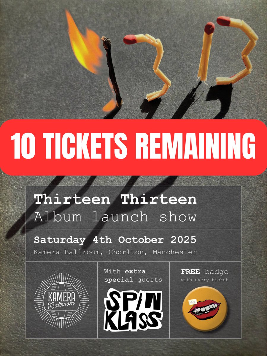 SPIN KLASS (@spinklass) on Twitter photo Just the 6 tickets left for Saturdays show at the mega new venue in Chorlton “Kamera Ballroom”. We’ve a new single out, Thirteen Thirteen have a debut album out today. Get down on it! Tickets: linktr.ee/spinklass. Just the 6 tickets left for Saturdays show at the mega new venue in Chorlton “Kamera Ballroom”. We’ve a new single out, Thirteen Thirteen have a debut album out today. Get down on it! Tickets: linktr.ee/spinklass.