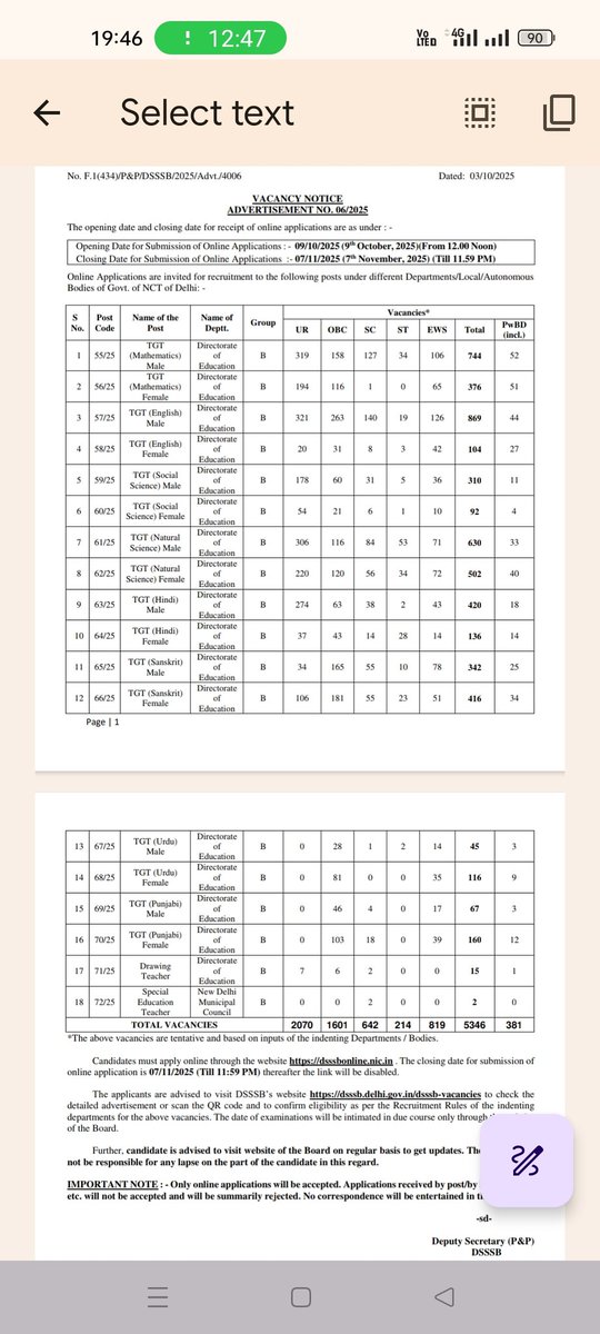 D.S.S.S.B की नई भर्ती 2025
POST : TGT 
गौर से देखिए: UR/EWS के पद 
                    और ST के पद 
दिखा कुछ ? अंतर है क्या ? 
फिर भी ST को आरक्षण के नाम से बदनाम करते हो और मलाई खा रहे हो आप लोग..
अब आरक्षण का रोना-धोना बंद कर दो।