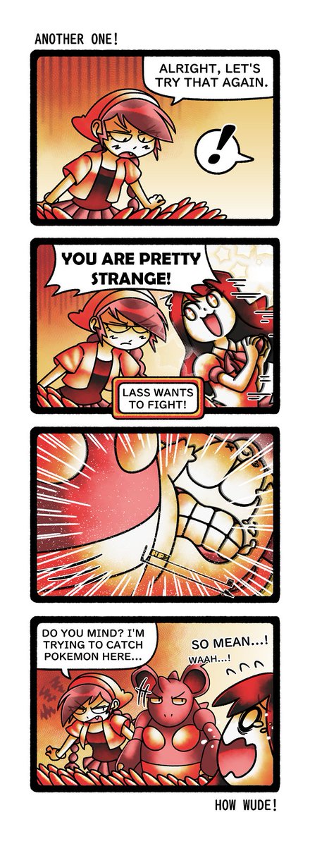 I'm gonna be posting today's PBN strip early since it's gonna be a busy day. Nina's pokemon catching has been rudely interrupted by this lass! It's nothing Silvia can't handle tho~ See what pokemon Nina encounters next week : 3 Also Inktober later today. #Pokemon #comic