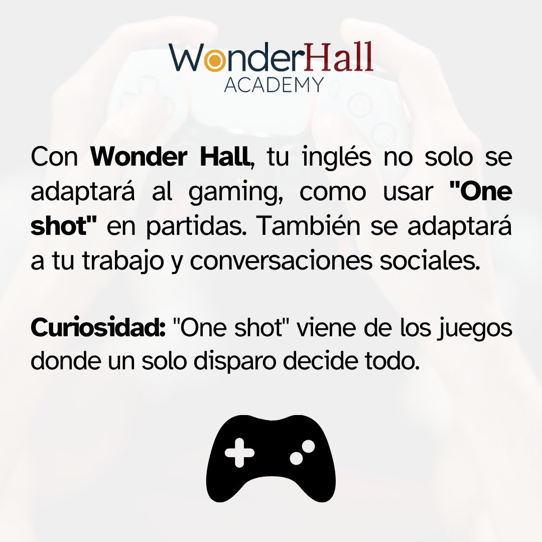 🎮 Rush "B" con inglés fácil! Nosotros adaptamos tu inglés a lo que necesites, incluso para el gaming. Con frases como ''GG'' o ''AFK'', Con Wonder Hall, todo se une a tu vida cotidiana, desde "one shot" en partidas épicas hasta tu día a día con amigos, trabajo o familia✅