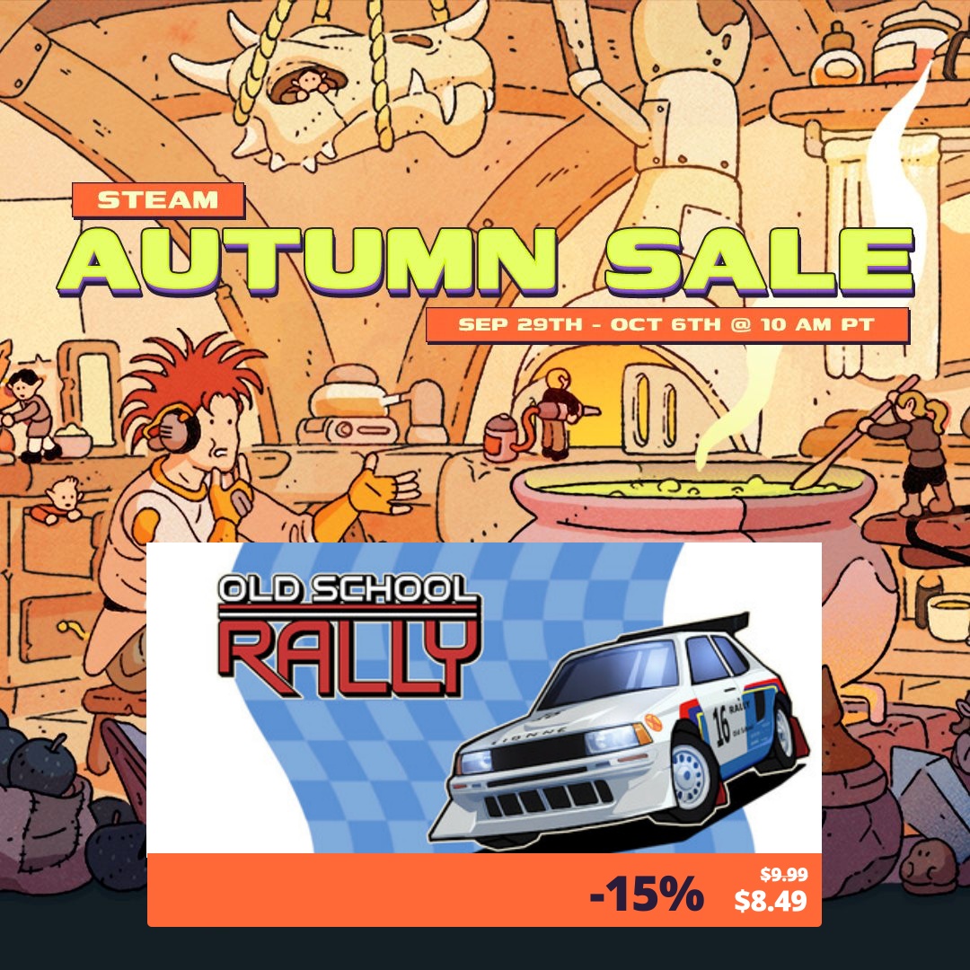 Limited-Time Autumn Sale! 🏁

The #psx style rally game Old School Rally is now 15% off! Easy to pick up and packed with nostalgic charm, don’t miss this great deal!

👉 Steam Page:
store.steampowered.com/app/2824660/Ol…