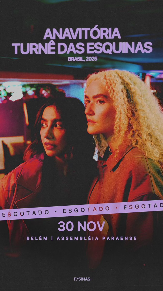 Tô sumidinha massss vim compartilhar que tô feliz demais que o show da Lagum foi SOLD OUT e agora o show das Anavitória também esgotou! 

Belém tem demanda! Artistas e produtoras, olhem com mais carinho pro Norte! <3