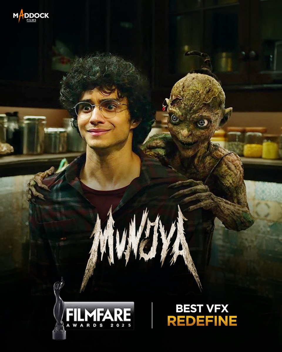 MaddockFilms's tweet photo. From thrilling us on screen to winning the Black Lady on stage - our Bittu, Bela, and Munjya have done it all! ❤️✨
#Filmfare #BestVFX #Munjya #DineshVijan #MaddockFilms https://t.co/b7LWISmd0y