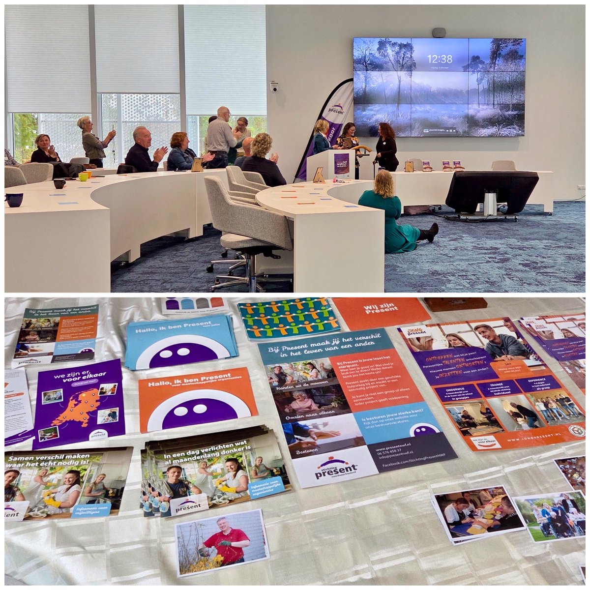 Vanmiddag aanwezig bij bijeenkomst van Stichting Present Noordwest Friesland in de raadszaal in Franeker. Wethouder Marja vd Meer reikte aan ale winnaars een replica uit van hun gewonnen bruggenbouwersbokaal. Betrokken bedrijven, organisaties en groepen in Harlingen en Waadhoeke!