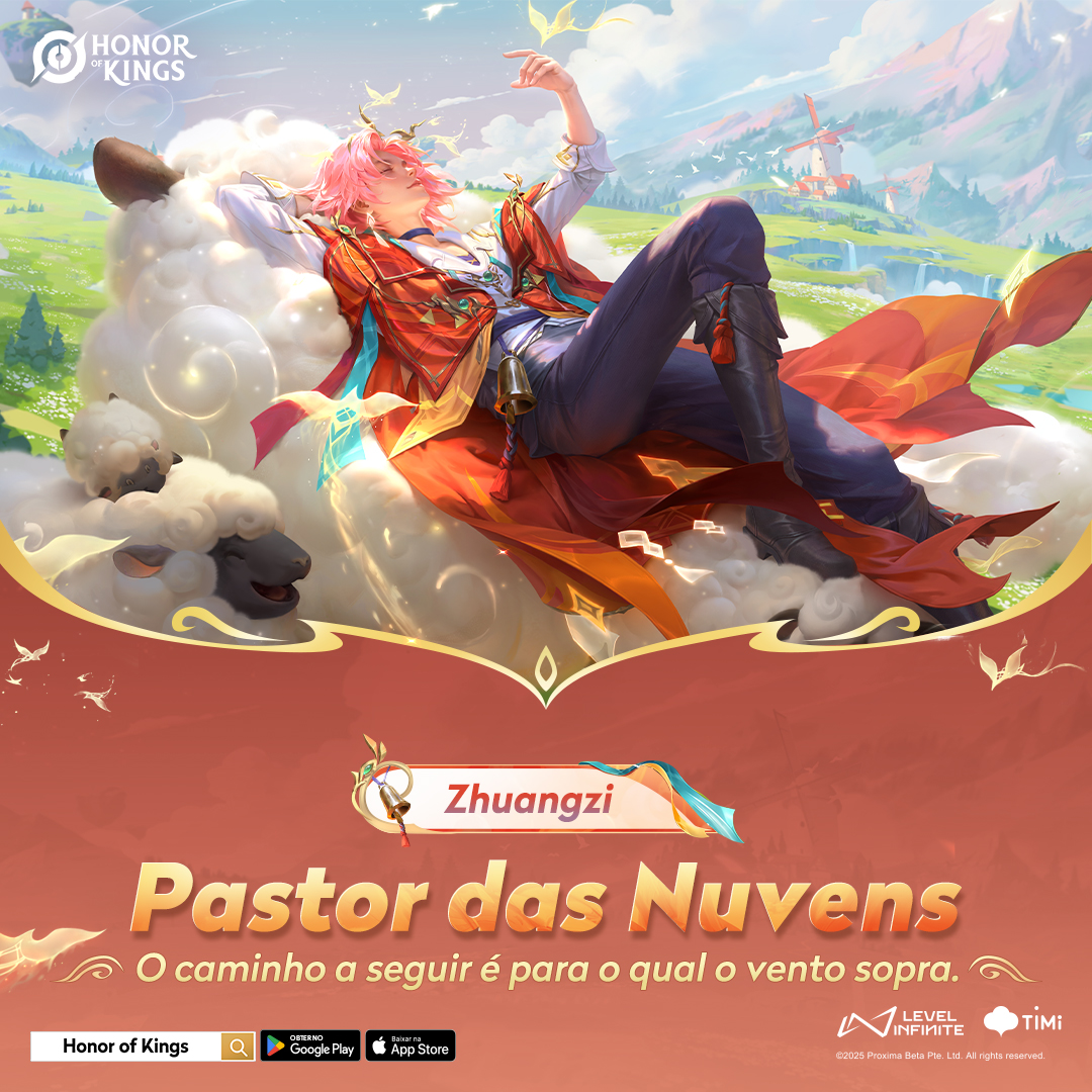 A neve se dissipa, o céu clareia e as ovelhinhas sacodem a geada açucarada.
🐑 O pastor Zhuangzi começa mais um dia cuidando do rebanho~
🛍️ Zhuagnzi - Pastor das Nuvens já está disponível na Loja!

#HonorofKings #HOK #HOKThrilling #NewSkin #SkyShepherd #Zhuagnzi