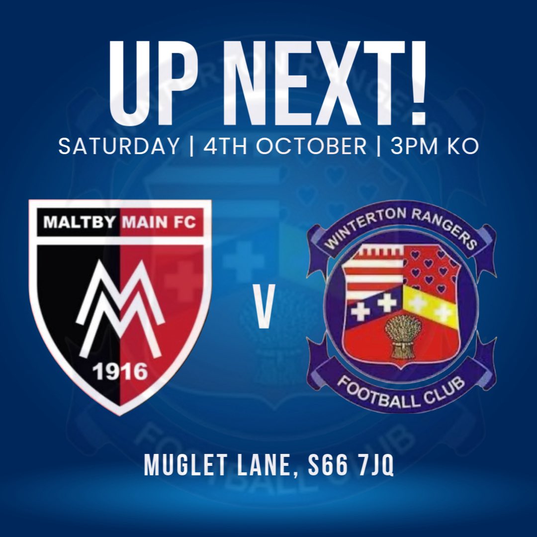 Tomorrow we make the trip to Rotherham to face Maltby Main FC at Muglet Lane with a 3PM KO.

We hope to see as many Rangers fans as possible - all the lads appreciate everyone’s support 💙

| #UTR💙 |