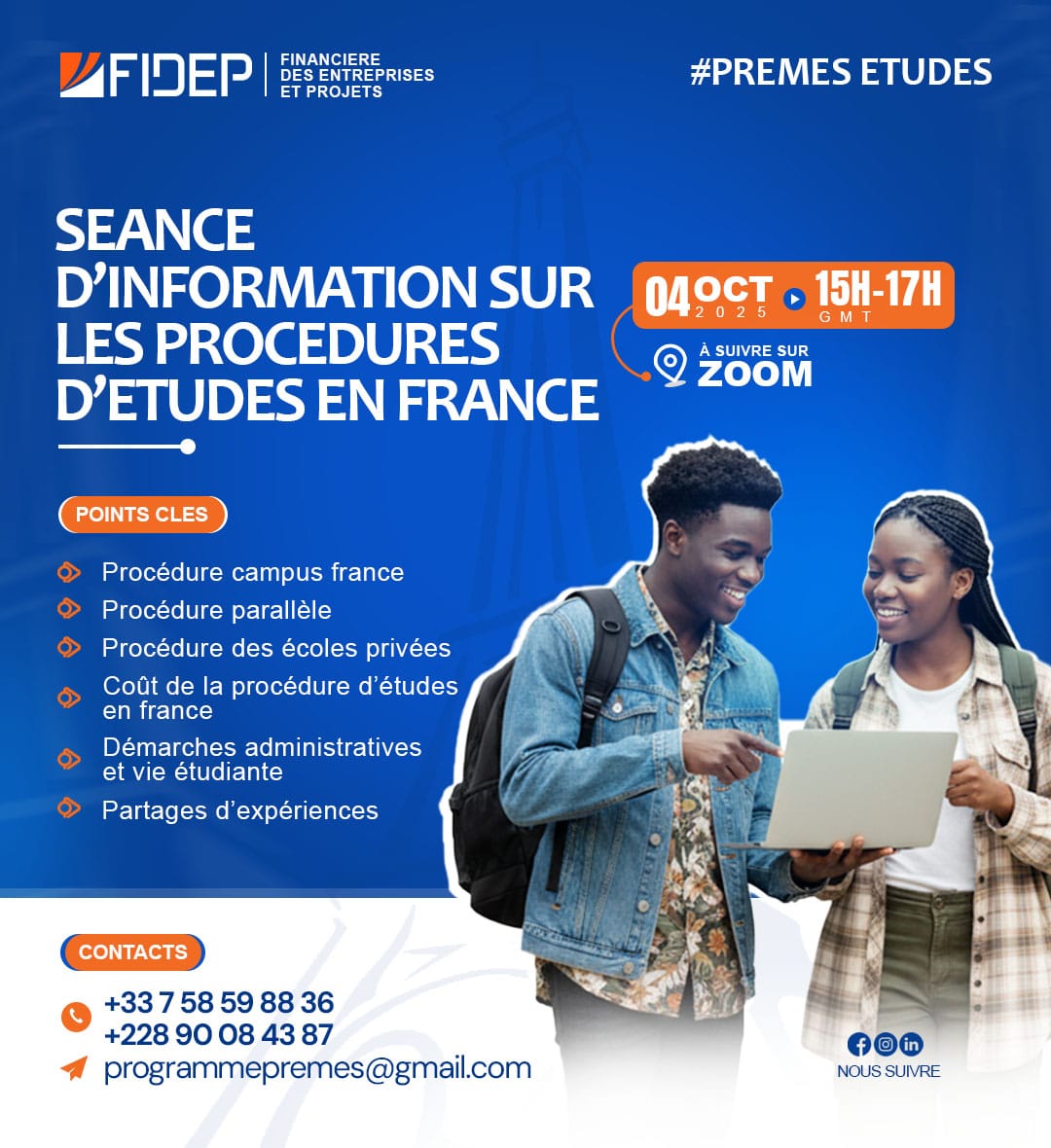 premesetudes's tweet photo. CAMPUS 𝗙𝗿𝗮𝗻𝗰𝗲 :𝗹𝗮 𝘀𝗲́𝗮𝗻𝗰𝗲 𝗱'𝗶𝗻𝗳𝗼 #Premes ! 
📅 𝗟𝗲 𝟬𝟰 𝗼𝗰𝘁𝗼𝗯𝗿𝗲
⏰ 𝟭𝟱𝗵-𝟭𝟳𝗵 𝗚𝗠𝗧
💻 𝗦𝘂𝗿 𝗭𝗼𝗼𝗺
• 𝑃𝑟𝑜𝑐𝑒́𝑑𝑢𝑟𝑒𝑠• C𝑜𝑢̂𝑡𝑠•𝐷𝑒́𝑚𝑎𝑟𝑐ℎe
𝗣𝗮𝗿𝘁𝗶𝗰𝗶𝗽𝗲z 𝘃𝗶𝗮 𝗰𝗲 𝗹𝗶𝗲𝗻 https://t.co/kuLyFlPgBw

#MobilitéÉtudiante
#Visa https://t.co/kLusIapoxX