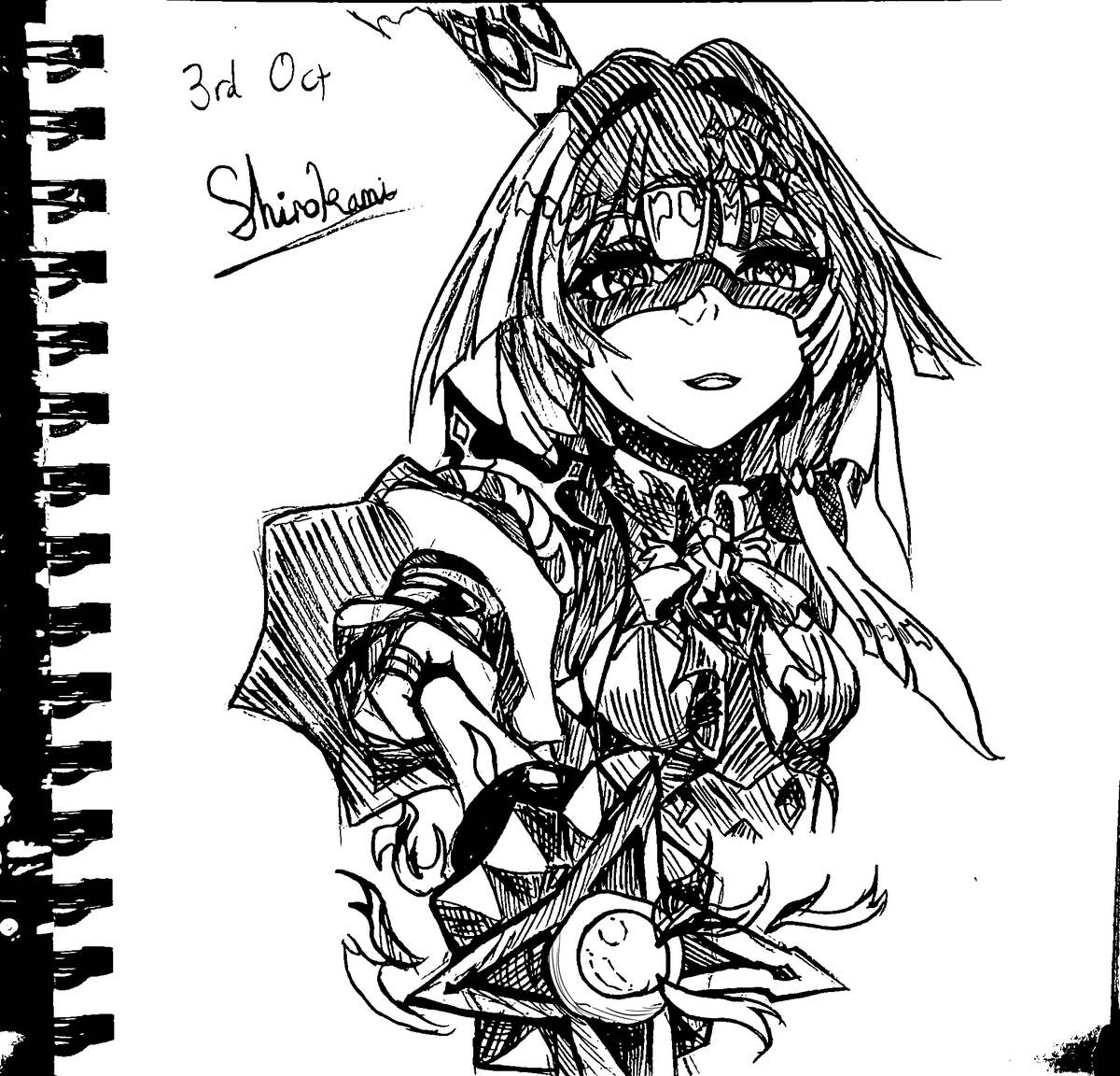 Sh1roOkam1's tweet photo. Drew Cerydra for inktober Day 3, crown👑

#hsr #hsrfanart #スターレイル #starrail #starrailfanart #崩坏星穹铁道 #cerydra #cerydrahsr #cerydrafanart #honkaistarrailfanart #崩壊スターレイル #penandpaper #penandinkdrawing #pensketch  #inktober #inktober2025 #inktober2025crown https://t.co/SxGuXjtiFj