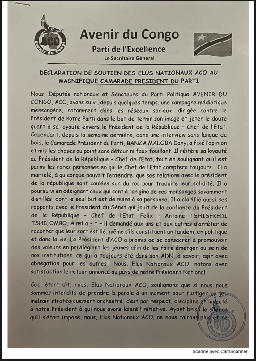 CelluleAco's tweet photo. Communiqué 

#AVENIR_DU_CONGO https://t.co/UF1PbXnuFA