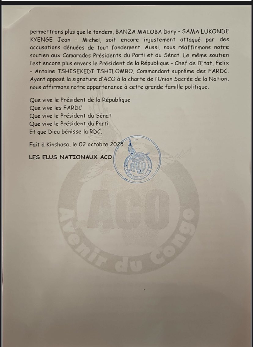 CelluleAco's tweet photo. Communiqué 

#AVENIR_DU_CONGO https://t.co/UF1PbXnuFA