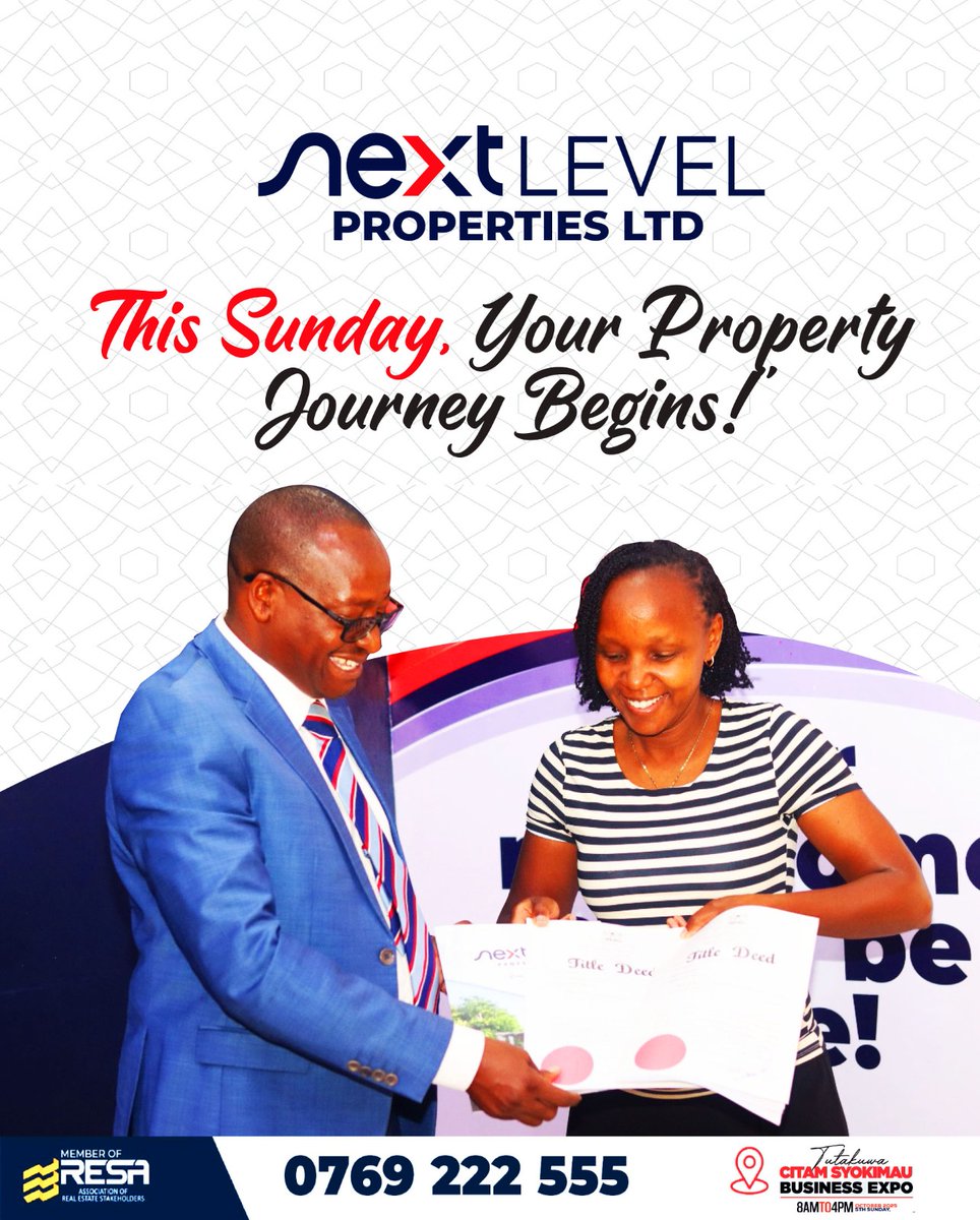 NLPKenya2025's tweet photo. 🏡 Thinking of Buying Your First Home?
The journey starts with NextLevel Properties!

✨ Visit us this Sunday at the CITAM Syokimau Business Expo.
✔ Expert guidance on owning your dream home
✔ Exclusive offers & real estate insights
✔ One-on-one consultations

📍 Don’t miss out – your future home starts here.
📞 0769 222 555 | 🌐 https://t.co/h4GuiBnGj9