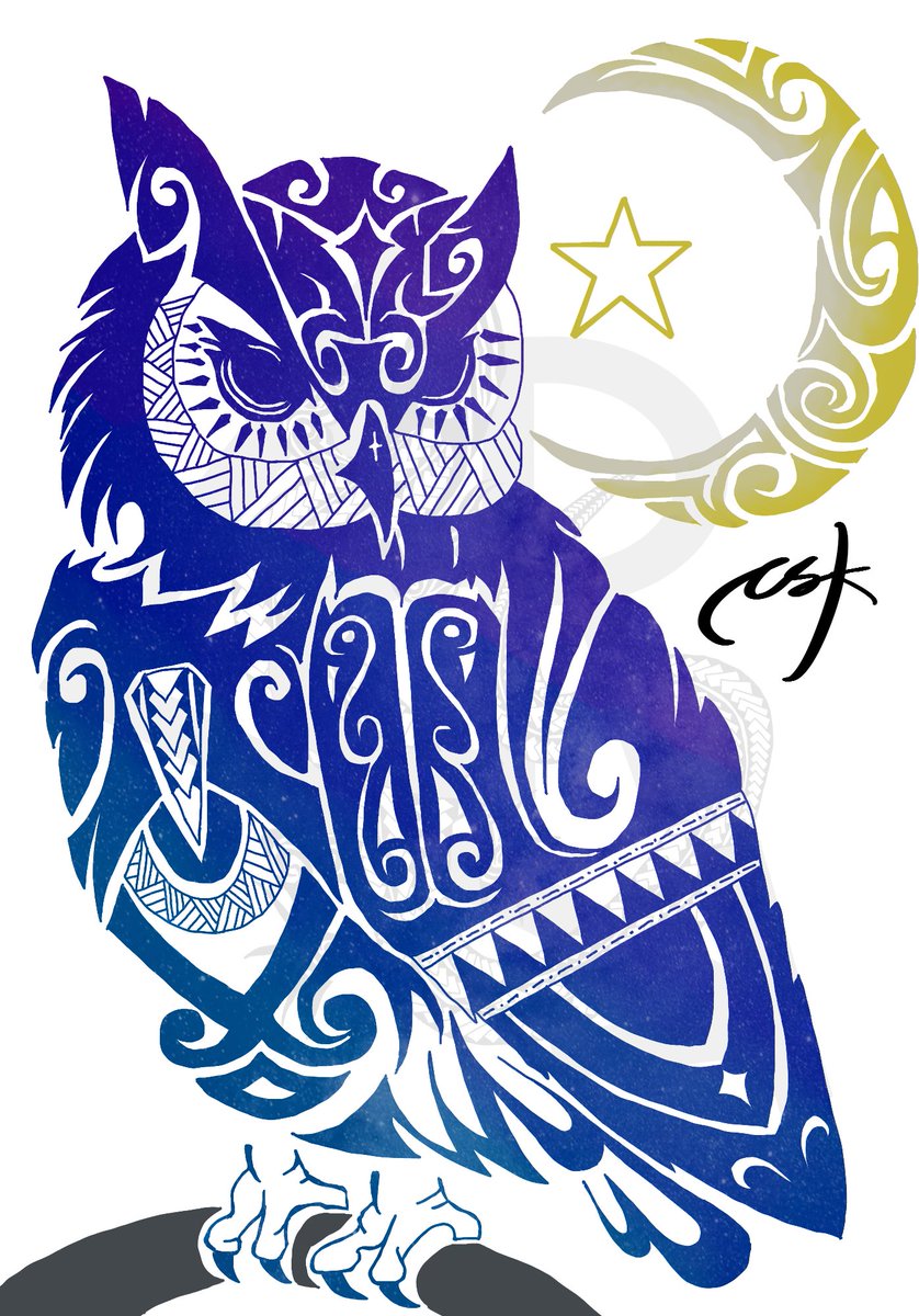 Libereate_art's tweet image. 新作！月とフクロウ！
かなり久しぶりに新作描きました！

以前描いた月とフクロウのデザインの構図とか諸々変更して新しく描いてみました！

#libereate #liberty #create
#トライバル #タトゥー
#アート #デザイン #模様
#tribal #tattoo #art #design