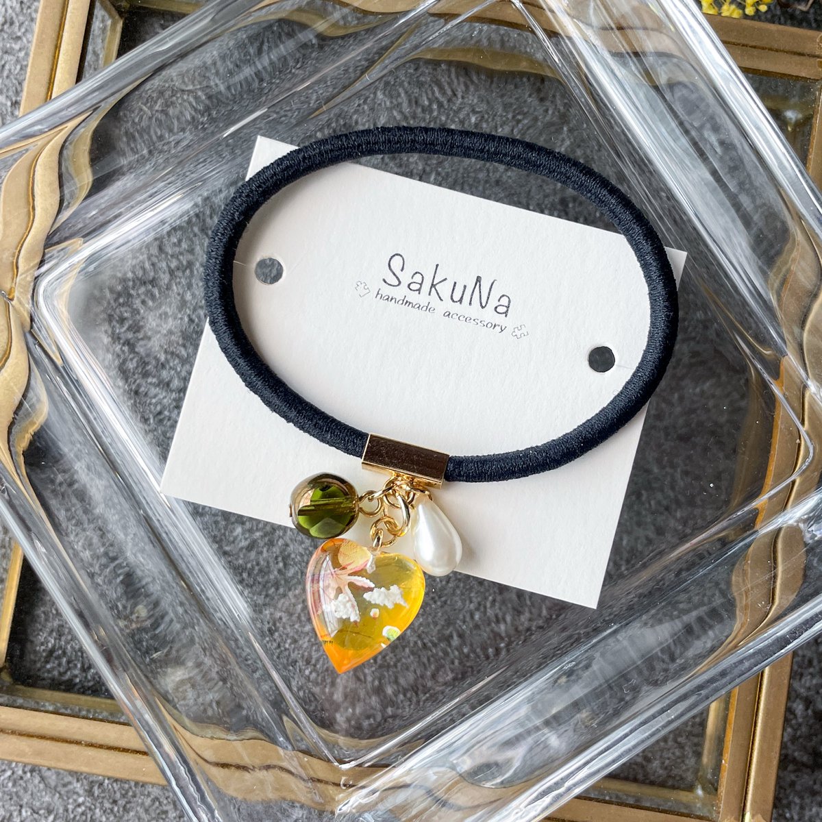 ゾウ　レジンヘアゴム　秋の空紅葉 ゾウ レジンヘアゴム 秋の空紅葉 ゾウ レジンヘアゴム 秋の空紅葉