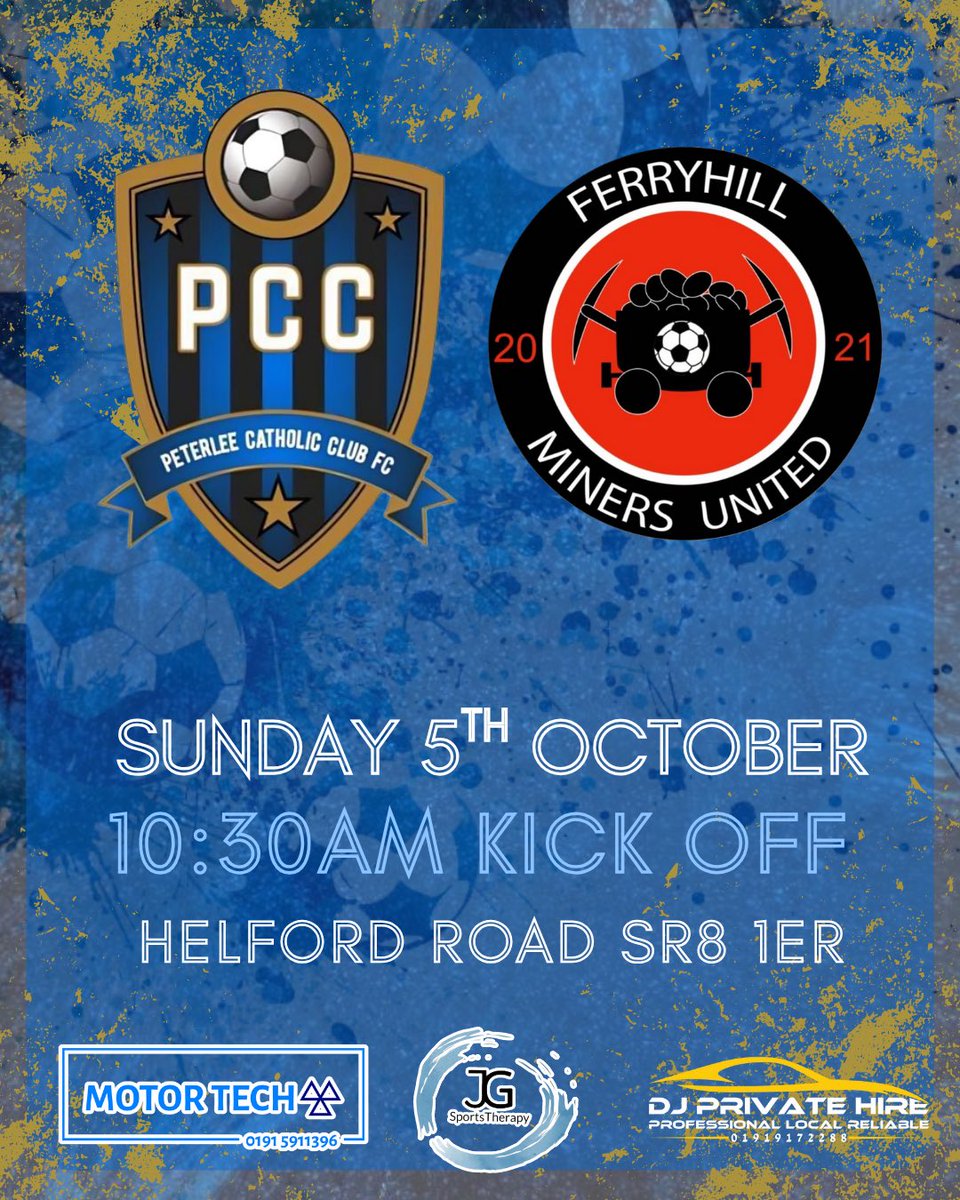 PCC v Ferryhill Miners Utd
📆 05/10/2025
📍 Helford Road (H)

After a convincing win in the preliminary round we face Ferryhill Miners in the first round of the Heart Foundation this Sunday.

We are back at home this Sunday, be great to see you down to support the lads👍🏻

#PCC 🔵