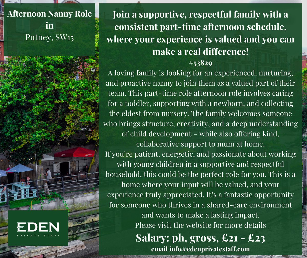 EdenPrivateStaf's tweet image. edenprivatestaff.com/job/afternoon-…

#nanny #nannyhousekeeper #maternitynanny #privateoffice #familyoffice #privatestaff #nannyhire #privatestaff #domesticstaff #householdstaff #babynanny