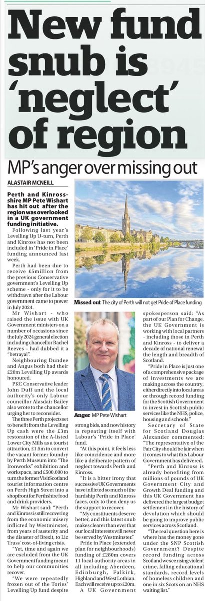 Deprived of regional funding from the Tories. Now snubbed by Labour once again. Just what has Perth done to secure this disgraceful treatment from Westminster? Perth also has poverty and a High Street in need of support. I won't stop fighting for our city.