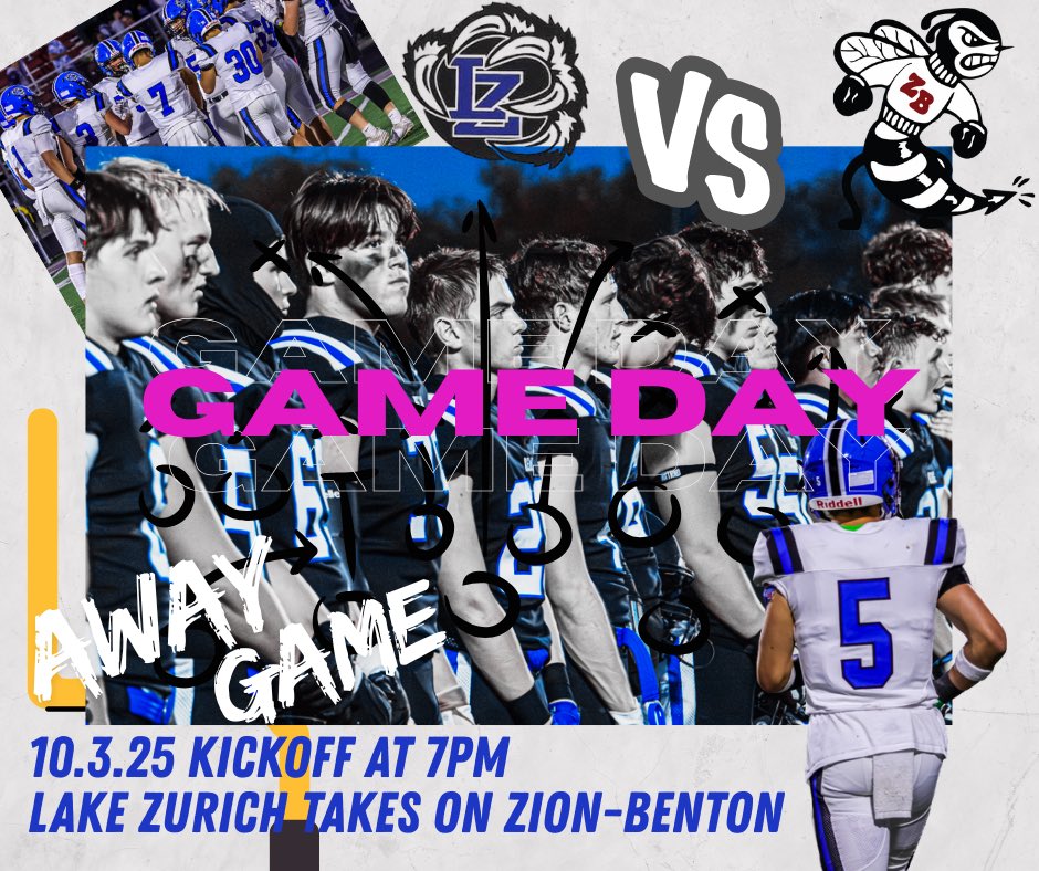 Week 6! LZHS travels to Zion-Benton for their HOCO Game. The Bears are 4-1 and looking to take down the ZeeBees. 7pm kickoff. Let’s Go BEARS! ⁦<a href="/LZHSBEARS/">LZHS BEARS</a>⁩ ⁦<a href="/LZHSFootball/">LZHS Football</a>⁩ ⁦<a href="/lzhsathletics/">LZHS Athletics</a>⁩ #atp