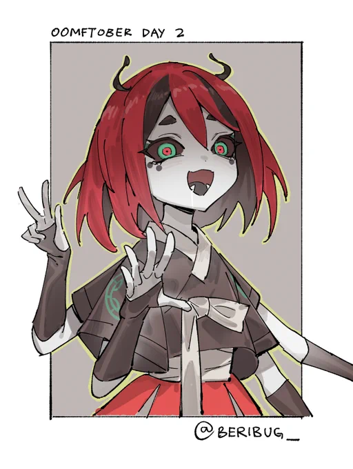 oomftober day 2 @/beribug_ i really like her design, she jumpscares me on youtube shorts occasionally, very silly very funny bug, very cool too, i like calling her miss beribug #BeriArt