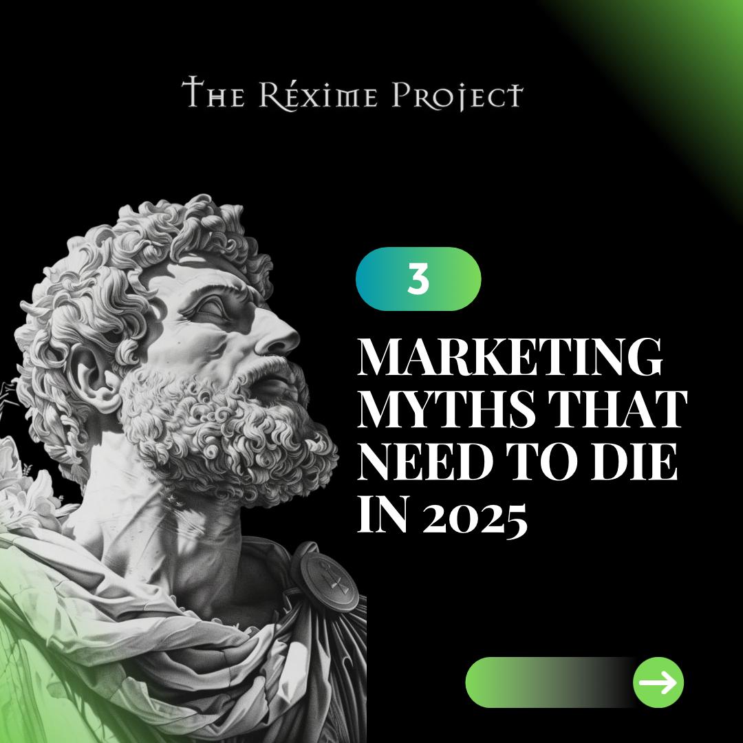 ReximeProject's tweet photo. The biggest marketing myths to kill in 2025:

1. Post more = grow faster ❌
2. AI = creativity ❌
3. Everyone is your audience ❌

The winners?
⚡ Quality > Quantity
⚡ AI + Human
⚡ Niche focus

#MarketingMyths #TheRéximeProject https://t.co/Atyh98Obb9