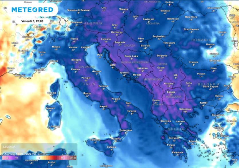 meteoredit's tweet image. Le #mappe mostrano anomalie termiche anche di 6-8 ºC 🌡️ sotto la media nella giornata odierna, con valori quasi invernali. 🥶

🗞️ Ultime previsioni #meteo: f.mtr.cool/dewdlnrjgt
