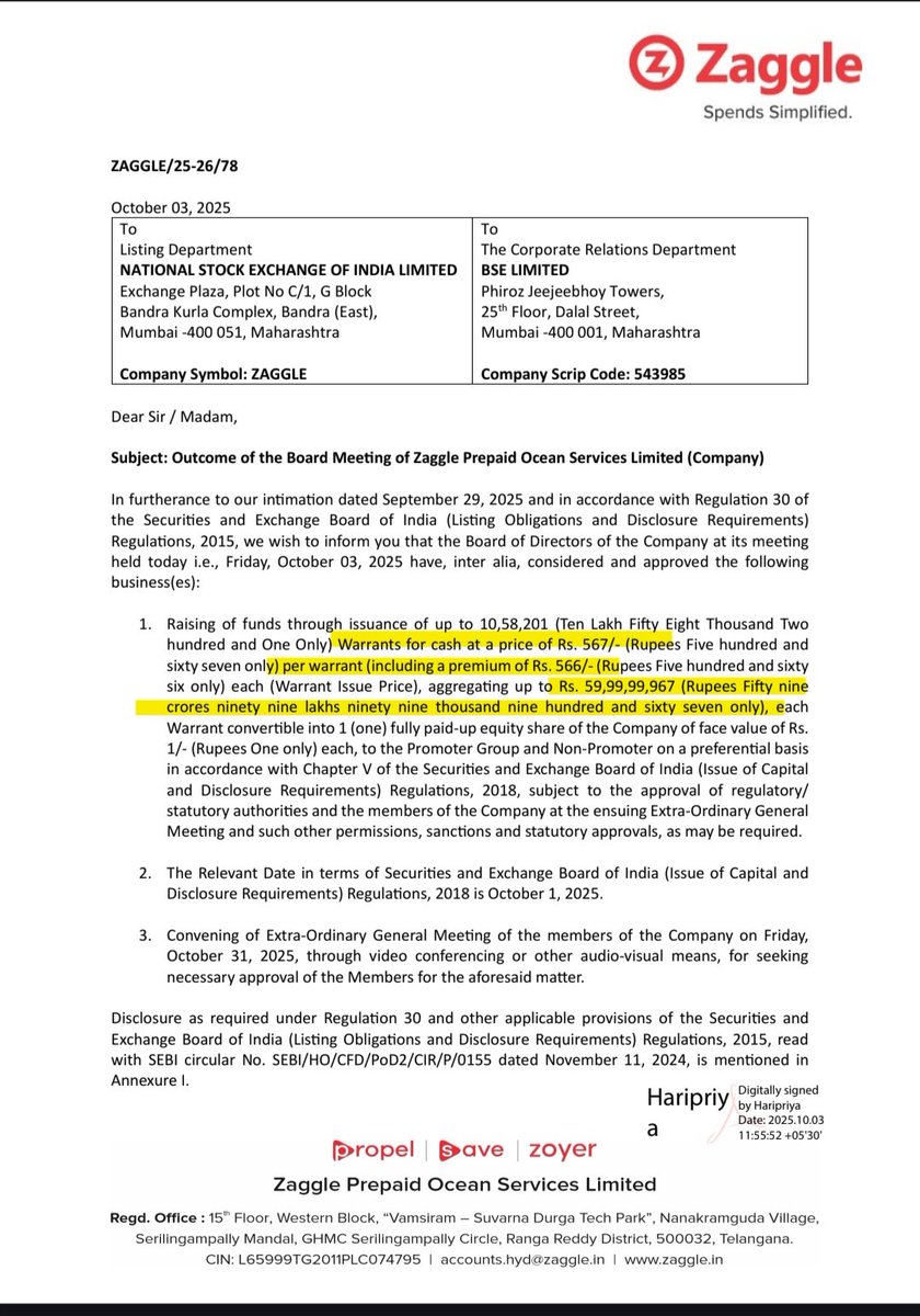 Stock price at 347 
Warrants price at 567 

Interesting.

Disc: Not holding, Just sharing an interesting update