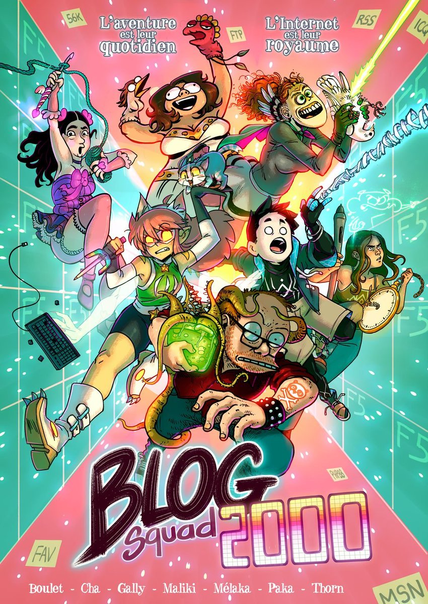 Ultime pépite de ce nouvel arbook : Une illustration en équipe, réunissant des pionniers légendaires dont l'union pourrait bien fracturer le tissu même de la blogosphère, la renvoyant à l'ère des antiques flux RSS. 
MERCI au Blog Squad 2000 !!

Fin des prolongations CE SOIR !
🍹