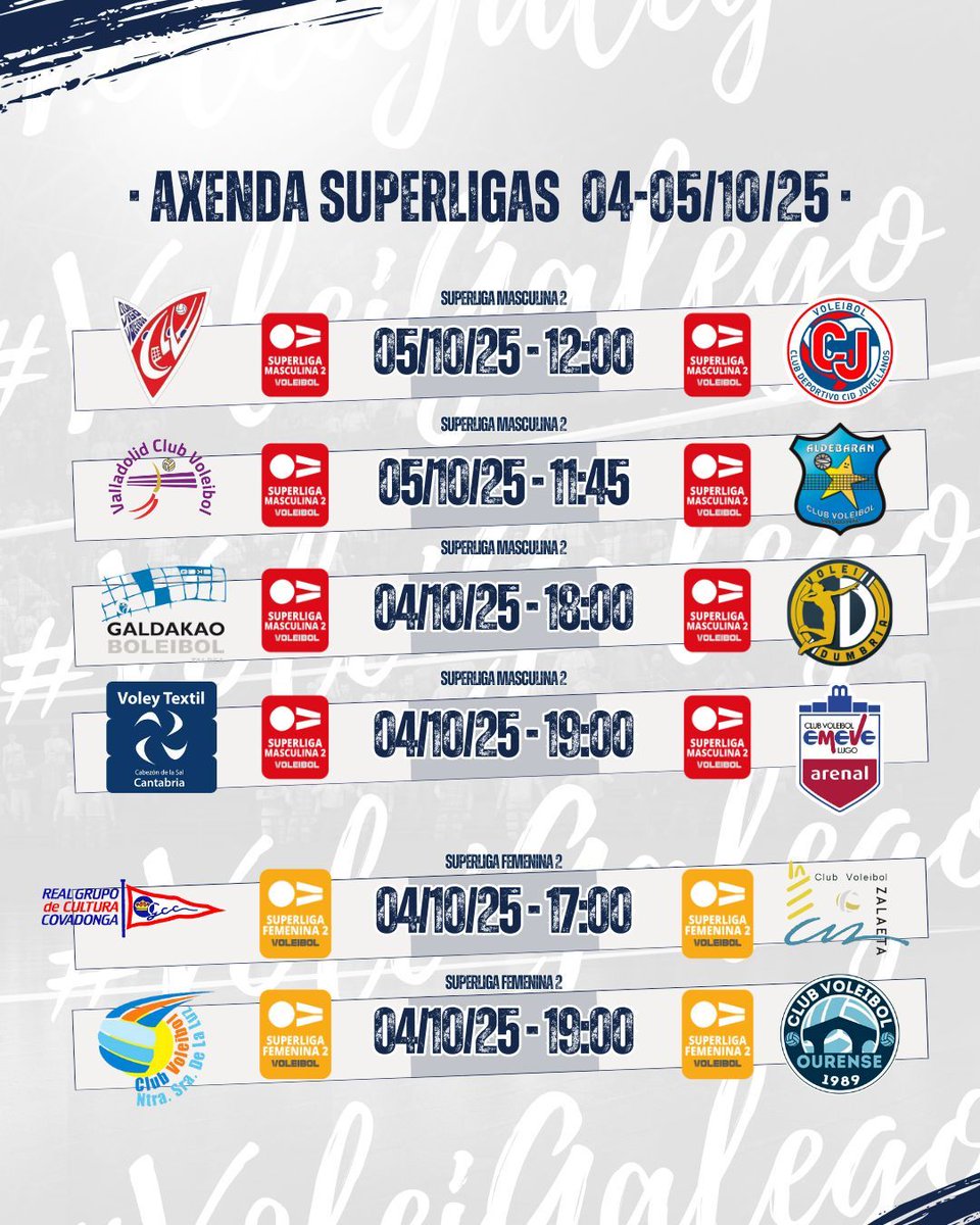 VoleiGalego's tweet image. 🗓️ Primeiros horarios do #voleigalego en competición nacional!