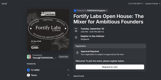 itsadeniyi's tweet image. Excited to join the Fortify Labs Open House at TOKEN2049 Singapore!  

Eager for the fireside chat on building with #Etherlink and to connect with the upcoming wave of Tezos builders. 

Super happy to see many projects onboarded

@TzApac #Tezos #Etherlink