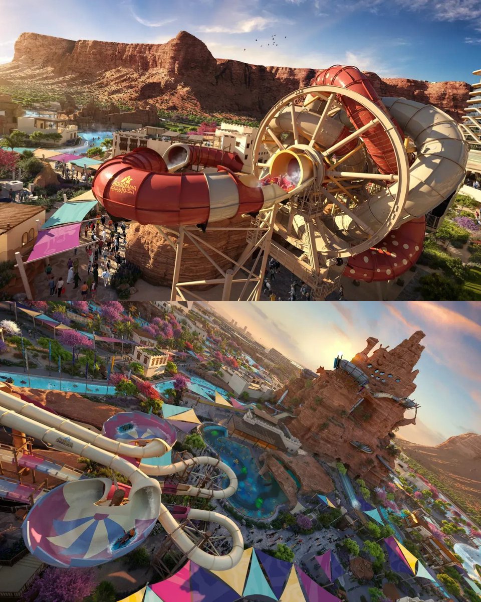 DesArchForum's tweet image. Saudi Arabia unveils Aquarabia in Qiddiya City. Inspired by desert springs &amp;amp; oasis design, it features 22 rides, 4 world records, a surf pool &amp;amp; 90% water recycling. A masterclass in desert architecture &amp;amp; sustainable innovation. #Aquarabia #DesertArchitecture