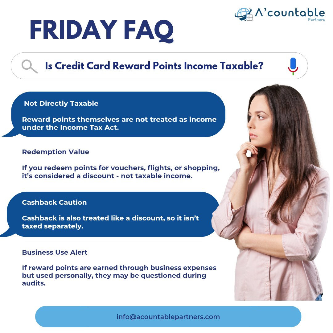 acountablep's tweet photo. Are your credit card reward points taxable? Let’s clear the confusion!

#acountablepartners #taxable #taxtips #tax #credit #income #card #explore #explorepage https://t.co/RZL2OvrIfh
