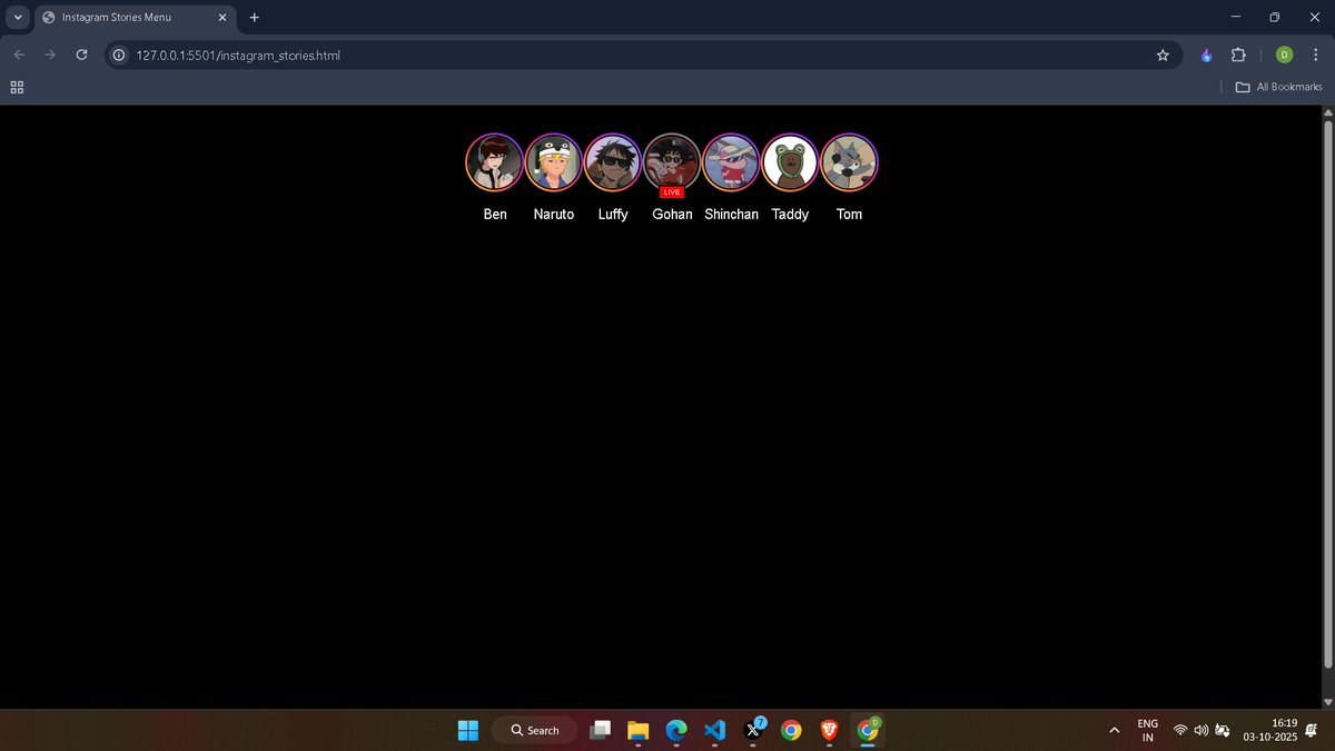 DipakDC13's tweet image. #100DaysOfCode 
Day 6
Today I create an Instagram Stories Menu
just using #HTML #CSS 
any suggestion or tips..?