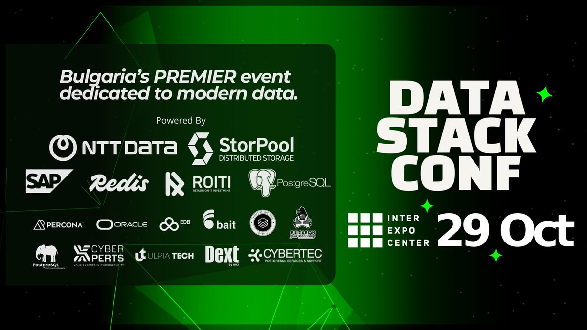 We’re organizing in #Sofia, #Bulgaria’s first independent #Data #Engineers #Conf. No Oracle or Microsoft alignment, pure community-driven content. Tickets are just 30 euro, and we’ve packed the day with 15 high-impact talks from top engineers. datastackconf.com