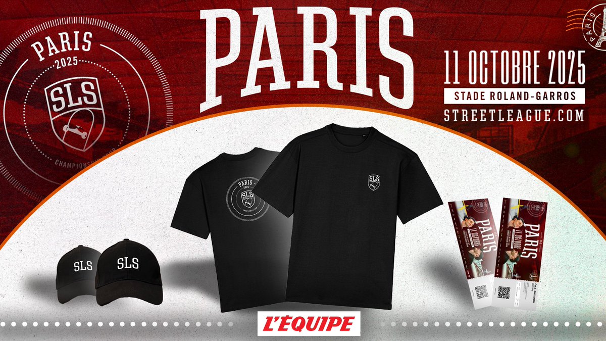 CADEAU DU SOIR ! 🎁

La Street League Skateboarding sera à Roland-Garros le samedi 11 octobre prochain ! 

Pour cet événement, l’#Equipe vous offre 2 places, 2 casquettes SLS et 2 T-shirts SLS 🤩

RT + follow <a href="/lequipedusoir/">L'Équipe du soir</a> pour tenter votre chance 🍀