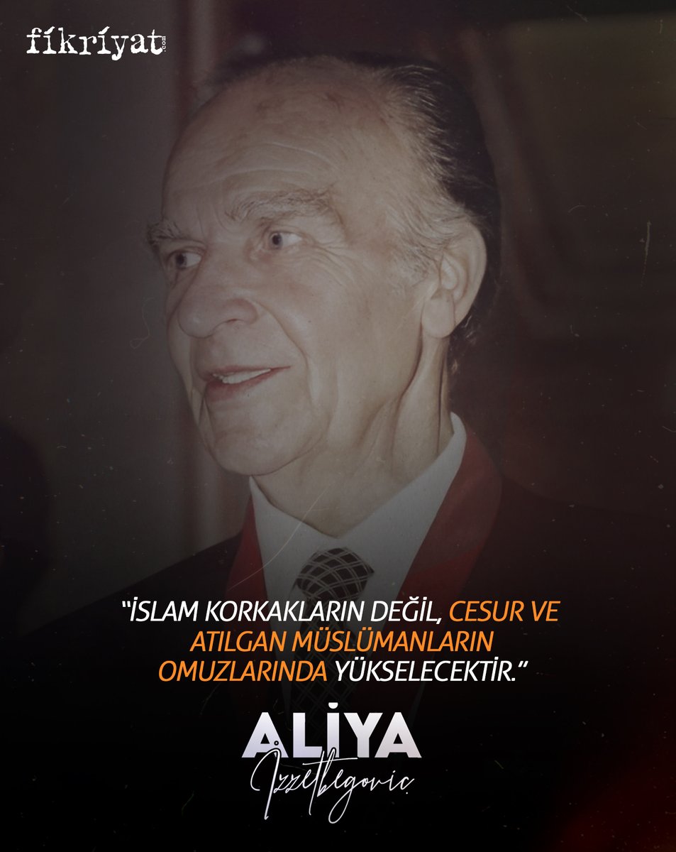 ''İslam korkakların değil cesur ve atılgan Müslümanların omuzlarında yükselecektir.'' 

Aliya İzzetbegoviç

#Sumud