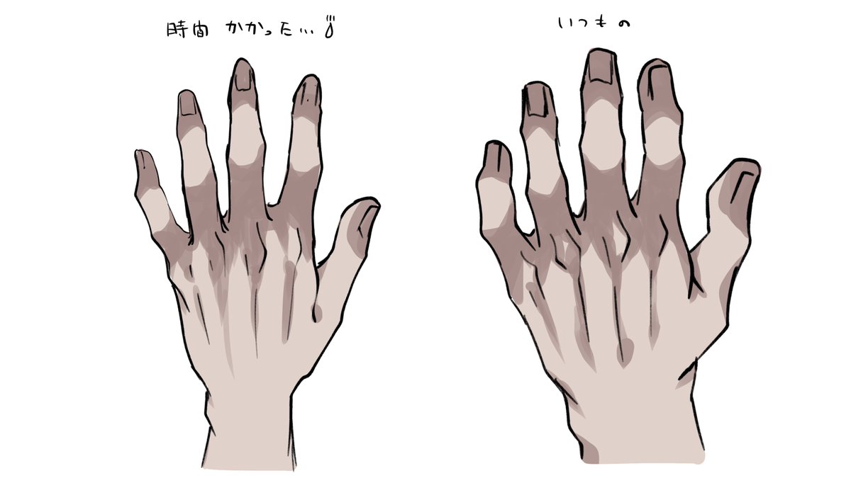 aen_beni2's tweet photo. 向かって左のオテテをスラスラ掛けたら細身キャラでも楽なんだけど、意識せずに描くと右になってしまう。
…私に手の綺麗な男性キャラは恐らく無理ゲー https://t.co/mZTQhpXDRC
