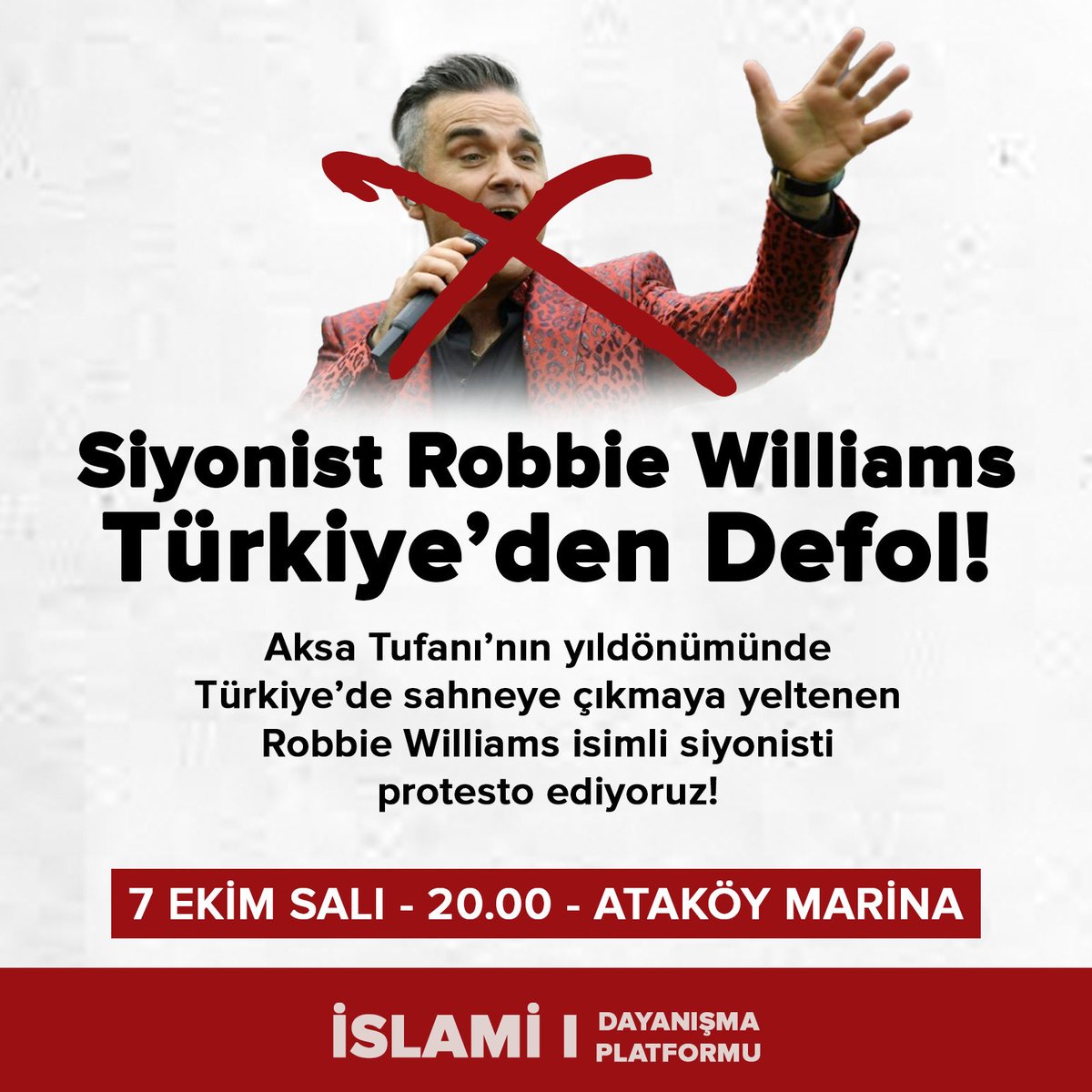 İsrail adlı Siyonist çete Gazze’de insanlığı katlederken bu çetenin sözcülüğünü yapan alçakların sanatsal etkinlik adı altında Türkiye’de boygöstermeleri hepimize hakaret, Gazzeli şehitlerimize ihanettir. 
Bu çirkinliğe dur diyelim!
⁦<a href="/TC_istanbul/">TC İstanbul Valiliği</a>⁩ 
⁦<a href="/TCKulturTurizm/">T.C. Kültür ve Turizm Bakanlığı</a>⁩