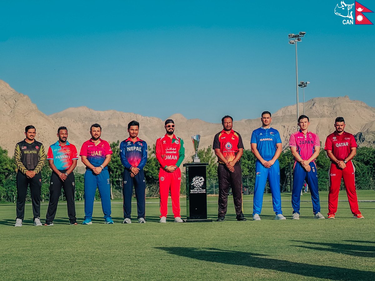 🇳🇵Race to the podium begins! 🏎️

🏆 Skippers pose with the ticket as 3 spots to the world stage await at the ICC T20 World Cup Asia &amp; EAP Qualifier. 🏏

#NepalCricket